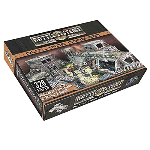 battle systems sci-fi terrain - 28mm modular 3d space terrain - perfect for wargaming and roleplaying tabletop games - full colour printed 3d 40k multi level building models outlands core set