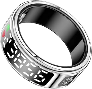 Health Fitness Tracker Smart Ring with Charging Case,Heart Rate Monitor, Sleep Tracker,Step Counter,IP68 Waterproof for Women and Men (Silver, 8)