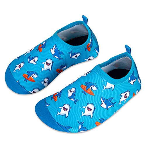 Kids Beach Swim Shoes Child Barefoot Skin Aqua Socks Boys Girls Water Sport Shoes for Pool Garden Surf Yoga - Shark - 2.5/3.5 UK Child ( 18/19 EU )