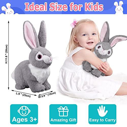 Marsjoy 12" Gray Easter Bunny Stuffed Animal Rabbit Plush Toy Easter Gift Soft Rabbit Lovely Realistic Stuffed Animal Toy Easter Bunny For Girl Baby Kids Toddlers Birthday #TOP5