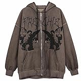 Photo Gallery xczap felpa da donna vintage con zip intera - felpa oversize streetwear anni 90, giacca in pile vestibilità ampia, cardigan estetico e-girl, marrone, 40 Photo Gallery xczap felpa da donna vintage con zip intera - felpa oversize streetwear anni 90, giacca in pile vestibilità ampia, cardigan estetico e-girl, marrone, 40
