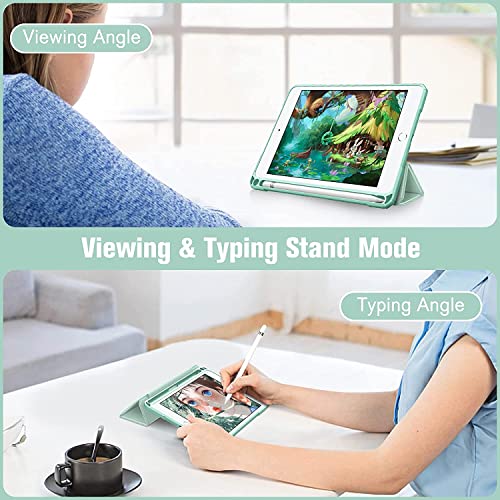 Image of SwooK Hybrid Case for 7.9 inch inch iPad mini 5 / Mini 4 iPad mini A2133 A2124 A2126 A2125 A1538 A1550 iPad mini Case with Shockproof Clear Back Shell Flip Cover Case (Light Green)