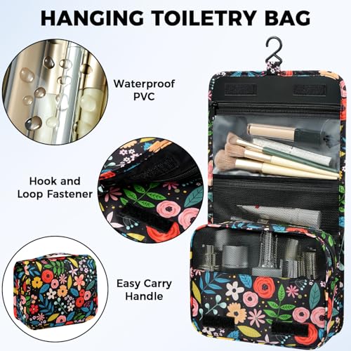 Image of BAGAIL 9 Set Packing Cubes with Packing List Luggage Packing Organizers for Travel Accessories (Black floral)