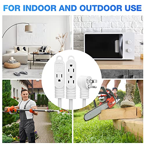 3 Prong Extension Cord With Multiple Outlets 25 Feet Heavy Duty Power Cord, Angled Plug, 16Awg Wire (13A 125V 1625W), Etl Listed, Power Strip, Power Splitter, White Electrical Cable– 25 Ft #TOP5