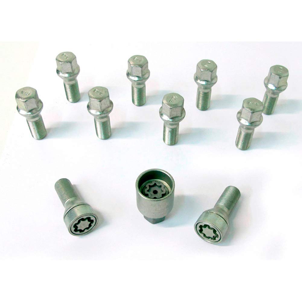 Set 10 Bulloni Ruota Conici H&R M14x1.25 – Lunghezza 40mm, Nero, Con Bulloni Antifurto Inclusi