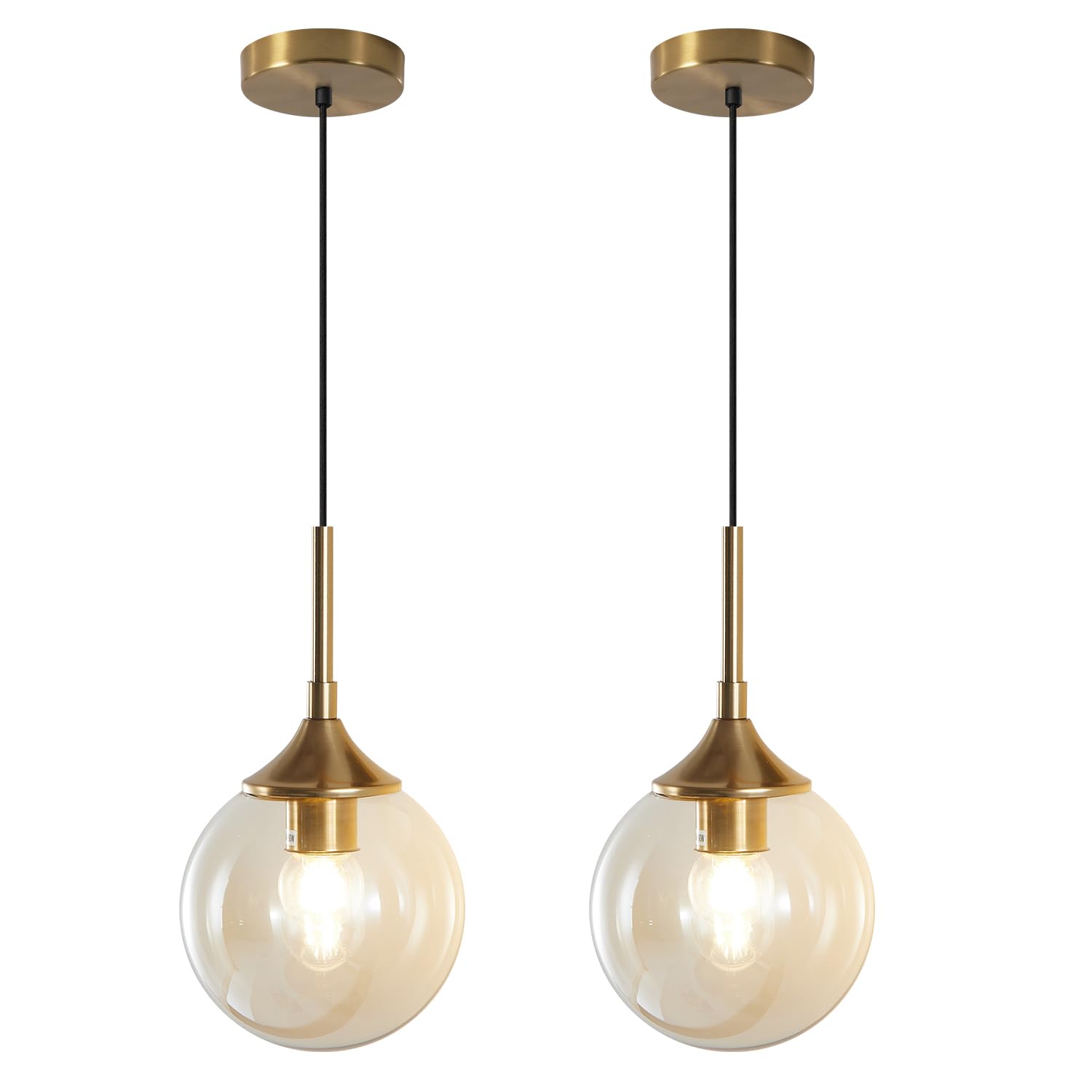 KCO Lighting 2-Pack Amber Glass Pendant
