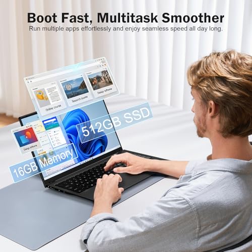 Image of 15.6 inch FHD Student-Laptop AMD Ryzen 5(Beat i5-1135G7, Up to 3.7GHz) 16GB RAM 512GB SSD, Radeon Vega 8 GPU Gaming-Laptop with 65W Fast Charging BT5.0 Webcam Privacy Shutter Numpad for Office Home Study