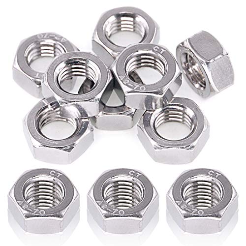 Swpeet 10Pcs M14 Metric 304 Stainless Steel Hex Nuts, Coarse Thread Hexagon Nut Perfect for Industrial and Construction Fasteners
