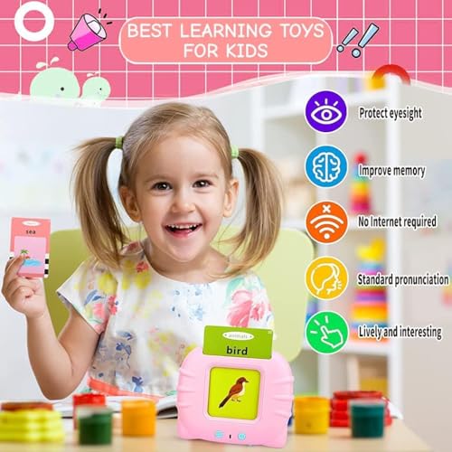 Image of CYNVEXA Talking Flash Cards for Kids 2-5 Years | Rechargeable Educational Learning Toy for Toddlers | Language Skills Builder for Boys & Girls (Kids Talking Flashcards)