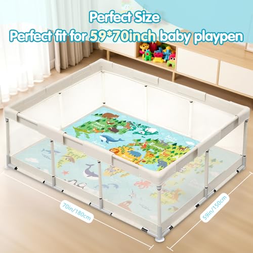 Tapis d'éveil bébé lavable en machine et antidérapant de 2cm - 3