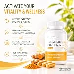 AzmaBiotech Turmeric Curcumin 1000mg, Organic Turmeric Supplement for Joint Support & Daily Wellness, Curcumin Capsules with Antioxidant Support, Vegan Non-GMO, Gluten Free 60 Capsules, Made in Canada