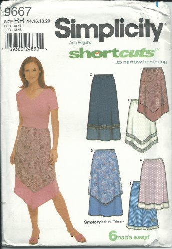 Patrons de Skirts Simplicity 9667 RR jupes femme grandes tailles 14-20