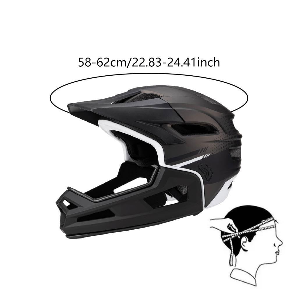 Casco para Bicicleta Ajustable, Casco Integral MTB con Mentonera Desmontable y Ventilación, Casco Bicicleta Adulto para Patineta, Snowboard, Ciclismo de Montaña, para Mujeres y Hombres