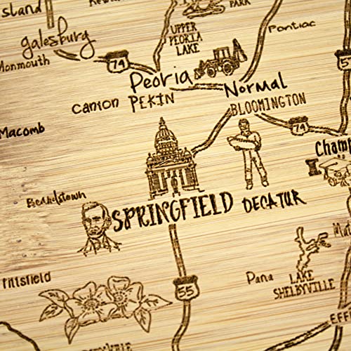 Image of Totally Bamboo A Slice of Life Illinois Engraved Map Cutting Board