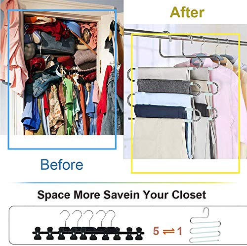 Devesanter Pants Hangers Space Save Non-Slip 4 Pack S-Shape Trousers Hangers Stainless Steel Clothes Hangers Closet Storage Organizer For Pants Jeans Scarf Hanging Green #TOP2