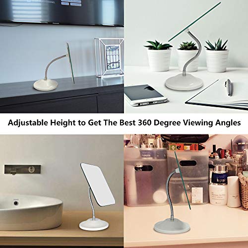 Yeake Adjustable Flexible Gooseneck Makeup Mirror,360°Rotation Folding Portable Desk Vanity Mirror With Stand Shower Shaving Cosmetic Mirror Square Large #TOP3