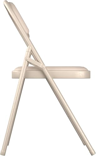 Miniatura 4 de Juego de 4 sillas plegables de vinilo beige con asiento acolchado