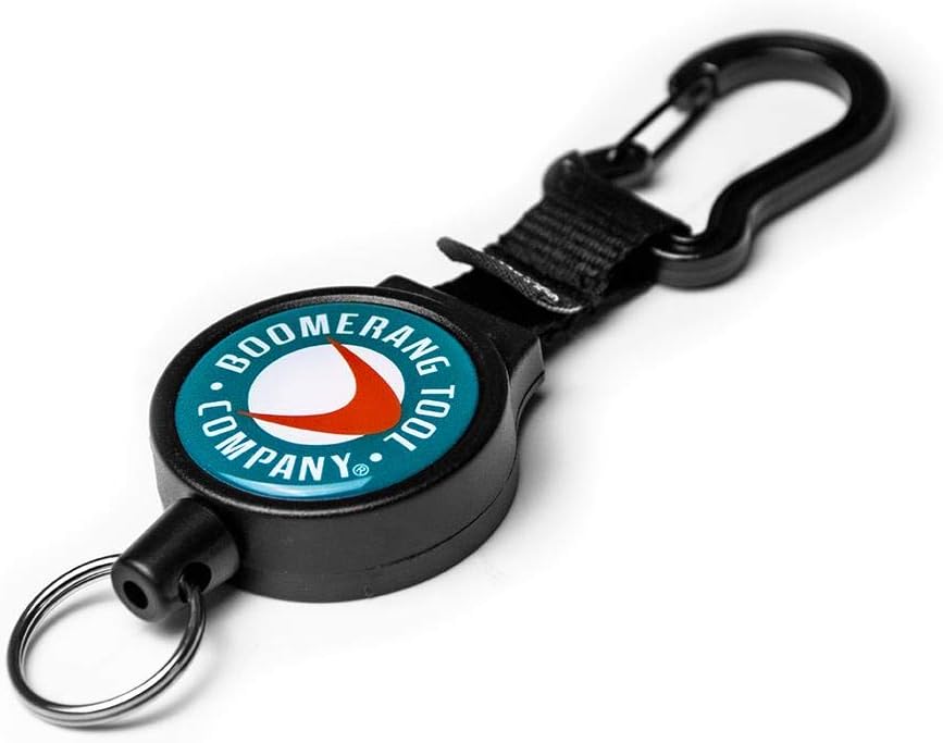 Boomerang Tool Company Heavy-Duty Zinger with Carabiner for Fly Fishing Gear and Tools- Black