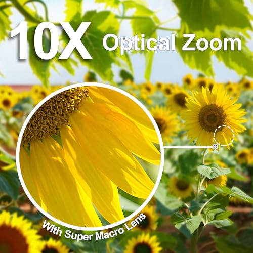 Veedzoens 10X Macro Lens for iPhone Android Smartphone, Compatible with SmallRig NEEWER Phone Cage, with Detachable Diffuser Hood, 17mm Thread Universal Phone Lens Clip and Black Portable Bag