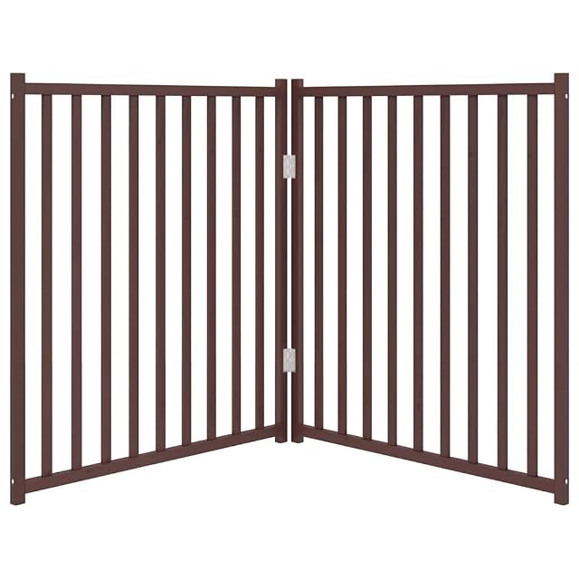 Foto 6 de 8 de vidaXL Puerta de Perros Plegable 2 Paneles Madera Abeto marrón 160 cm, Puerta para Mascotas