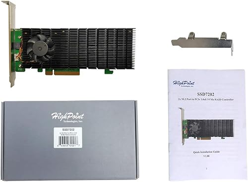 Vista 28 de HighPoint Controlador RAID NVMe de arranque M.2 SSD7105 PCIe Gen3 de 4 puertos para sistemas Windows y Linux.
