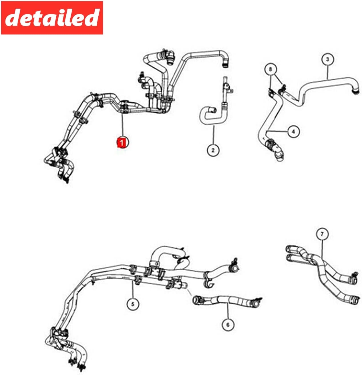 Heater Hose Kit with TEE for Return 5058437AK,Compatible with Dodge Journey 2.4VVT 2008-2020 Replacement 5058437AD 5058437AI 5058437A