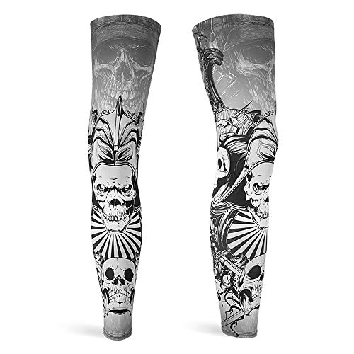 DETUCK Leg Warmers Radsport Beinlinge, Beinärmel UV-Schutz UPF50+, Eis Seide, Kühlung, Beinwärmer für Herren Damen (ein Paar) (L, Graues Rüstungsskelett)