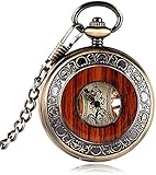 SPECIAL DESIGN: Half Hunter Holz- und Stahlgehäuse, großes, geschnitztes Blumenzifferblatt mit römischen Ziffern, Skelettzifferblatt