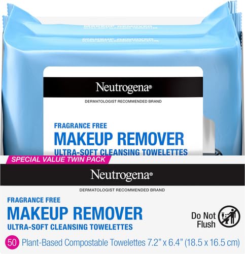 Image of Neutrogena Makeup Remover Wipes, Fragrance-Free, 25 Count (Pack of 24)