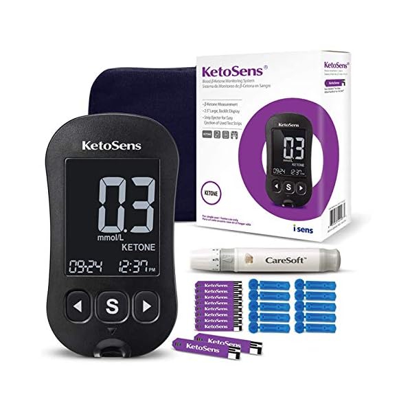 KetoSens-Blood-Ketone-Monitoring-Starter-Kit-Ideal-for-Keto-Diet-with-App-Includes-1-Meter-10-Ketone-Test-Strips-10-Lancets-30G-1-Lancing-Device-1-Case