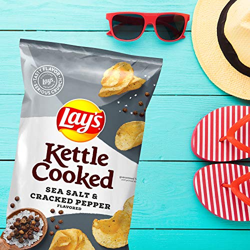 Lay's Kettle Cooked Sea Salt & Cracked Pepper Flavored Potato Chips, 8 Ounce #TOP2