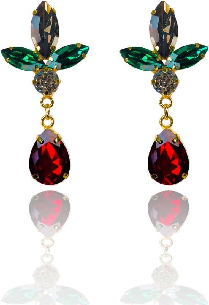 Hana creations™ Jewellery Gold Plated Drop Shape Fancy Crystal Earrings for Girls and Women