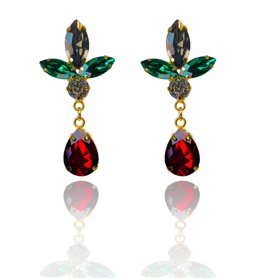 Hana creations™ Jewellery Gold Plated Drop Shape Fancy Crystal Earrings for Girls and Women