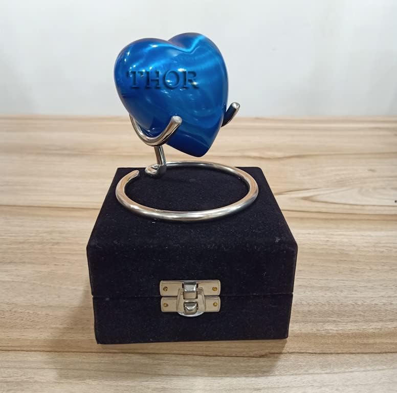 Blue Heart Keepsake Urn - Small Beautiful Urn for Ashes - Beach Handmade Mini Urns & Stand with Box - Honor Your Loved One Perfect for Adults - Image 8