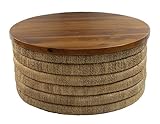 Generic Abaca Round Natural MAGANI Coffee Table: Organic Elegance for Your Living Space, Medium, Brown, SAF2022-CT-003