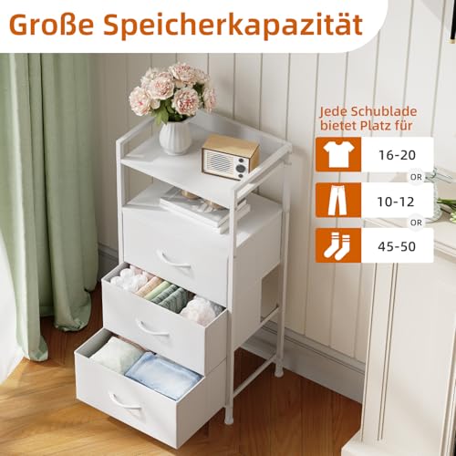 Somdot Kommode for Schlafzimmer, 3 Schubladen, offenes Regal, Weiß – Ansicht 5