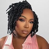 TOYOTRESS Butterfly Locs Crochet Hair - 8 inch 8 Pcs Pre-twisted Distressed Crochet Braids Pre-looped Synthetic Braiding Hair Extensions (8 Inch,1B)