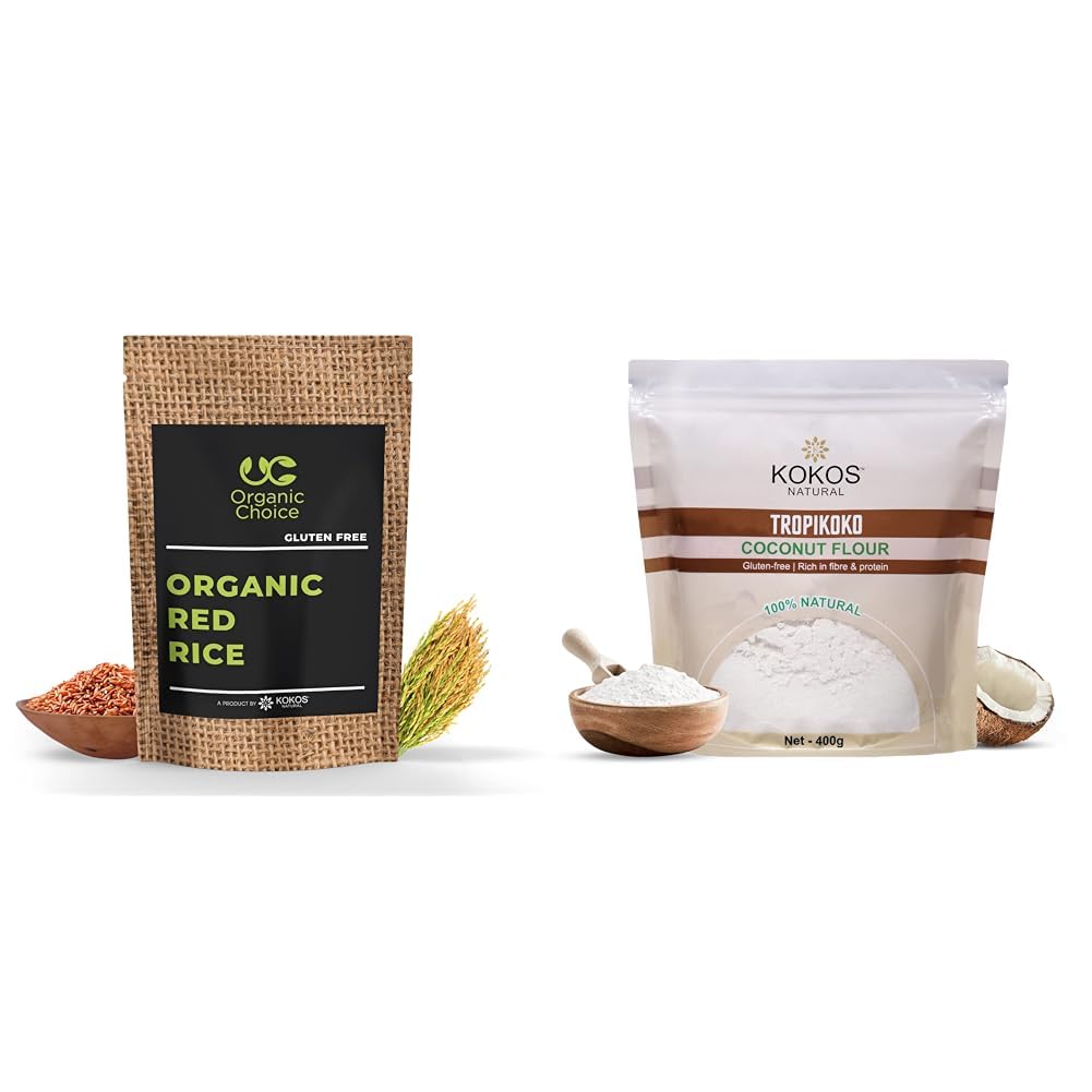 Kokos Natural - Red Rice 500g, Coconut Flour Pouch 400 g - Total 900 Gm