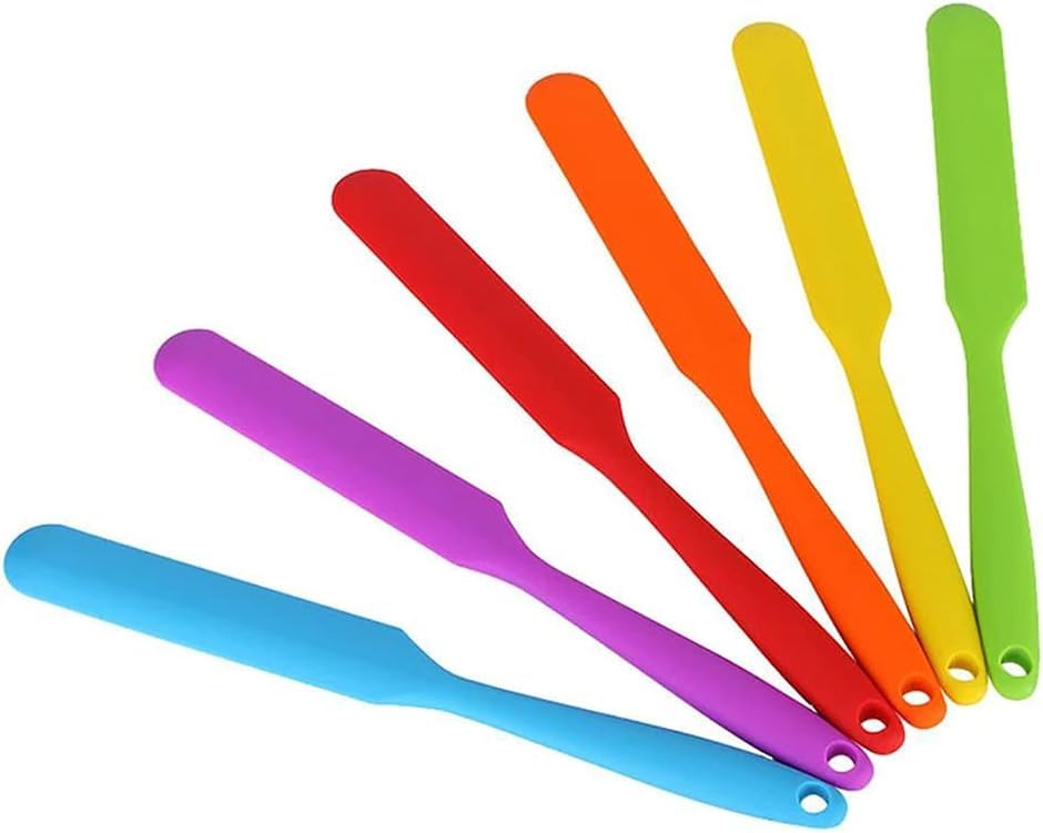 KIBBEH 6pcs Silicone Jar Spatulas,Peanut Butter Stirrer,Resistant Cake Cream Butter Spatulas Mixing Batter Scraper,Jar Spatula with Long Handle Heat Resistant