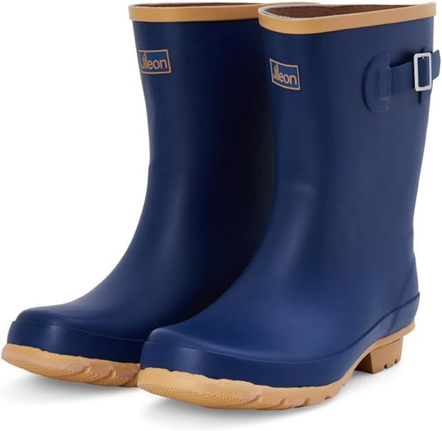 Jileon Mid Calf Rain Boots - Specially Designed For Wide Feet, Ankles or Calves - Half Height Waterproof Durable Wide Calf Rain Boots