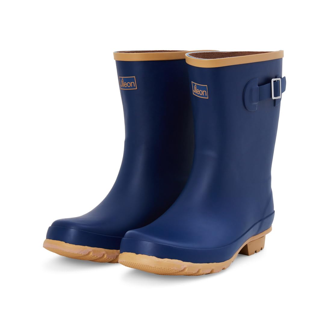 Jileon Mid Calf Rain Boots - Specially Designed For Wide Feet, Ankles or Calves - Half Height Waterproof Durable Wide Calf Rain Boots