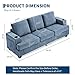 GarveeHome Modern 89 in 3-Seater Sofa for Living Room, Comfy Couches with Deep Seat, Chenille Couch with Cup Holders and Side Storage Pockets for Apartment Lounge, Blue