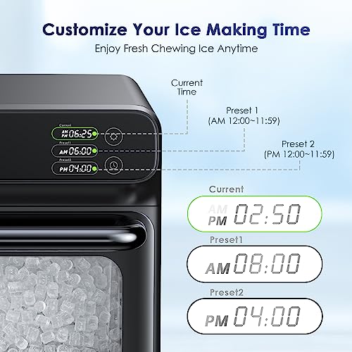 Oraimo 33 lbs/Day Countertop Nugget Ice Maker with LED Display, Self-Cleaning, and Auto Water Refill