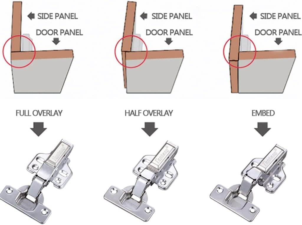 Hinge, Metal,Steel Ball Bearing Door Hinge, Detachable Hinge,4PCS Cabinet Hinge, 304 Stainless Steel Hydraulic Furniture Door Hinges, Copper Core Cupboard Damper Buffer Soft Close Hinges (Color : Em