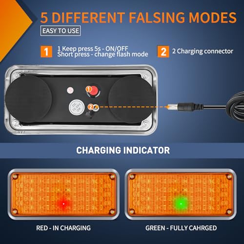 Image of Nilight 2PCS 42LED Amber Magnetic Strobe Lights Surface Mount Waterproof