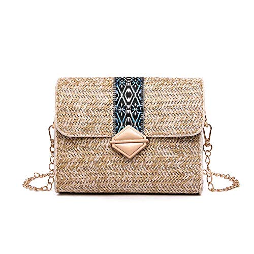 Hermosa Bolsa de playa de la paja de las señoras Playa de las mujeres Bolsa de la paja redonda de la paja al aire libre Cubo de viaje Ratán tejido bolso de hombro para el viaje Fecha y vacaciones (Col