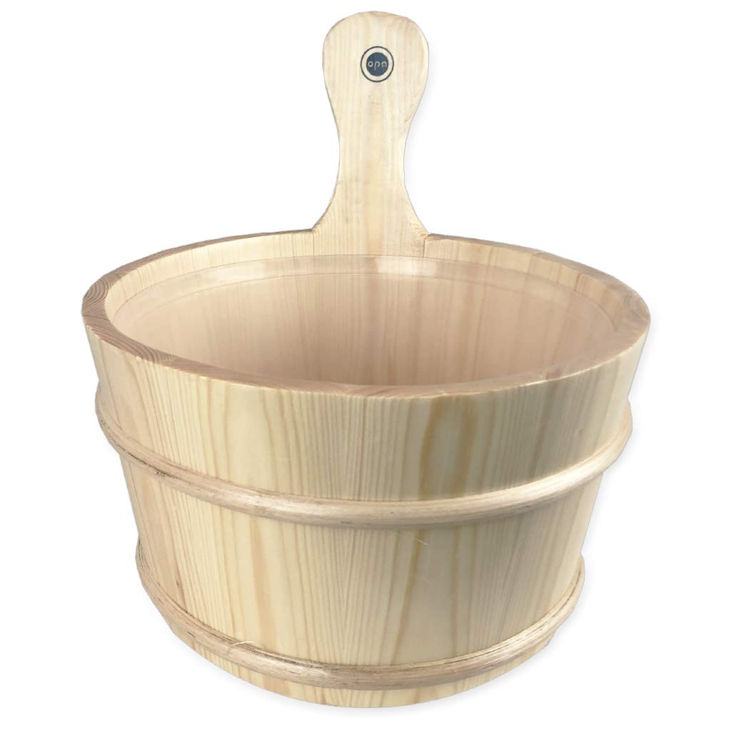 Sauna Set mit Saunakübel + Saunakelle aus hochwertigem Pinienholz plus Saunaduft 500ml Winter Wonder Land