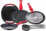 Set de sartenes San Ignacio de Ø20/24/28 cm de la colección Energy, más plancha grill asador rectangular de 37x25 cm: