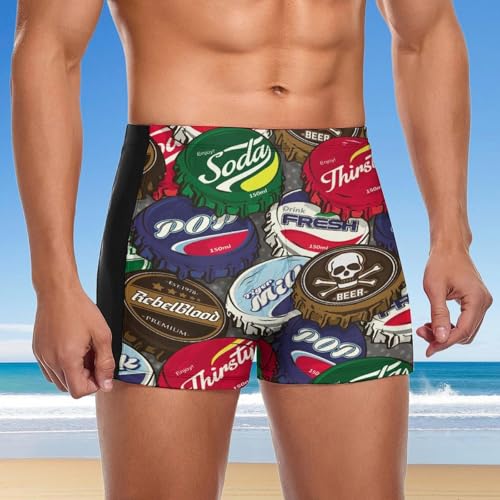 Boxer de bain motif capsule de bière avec cordon de serrage robuste