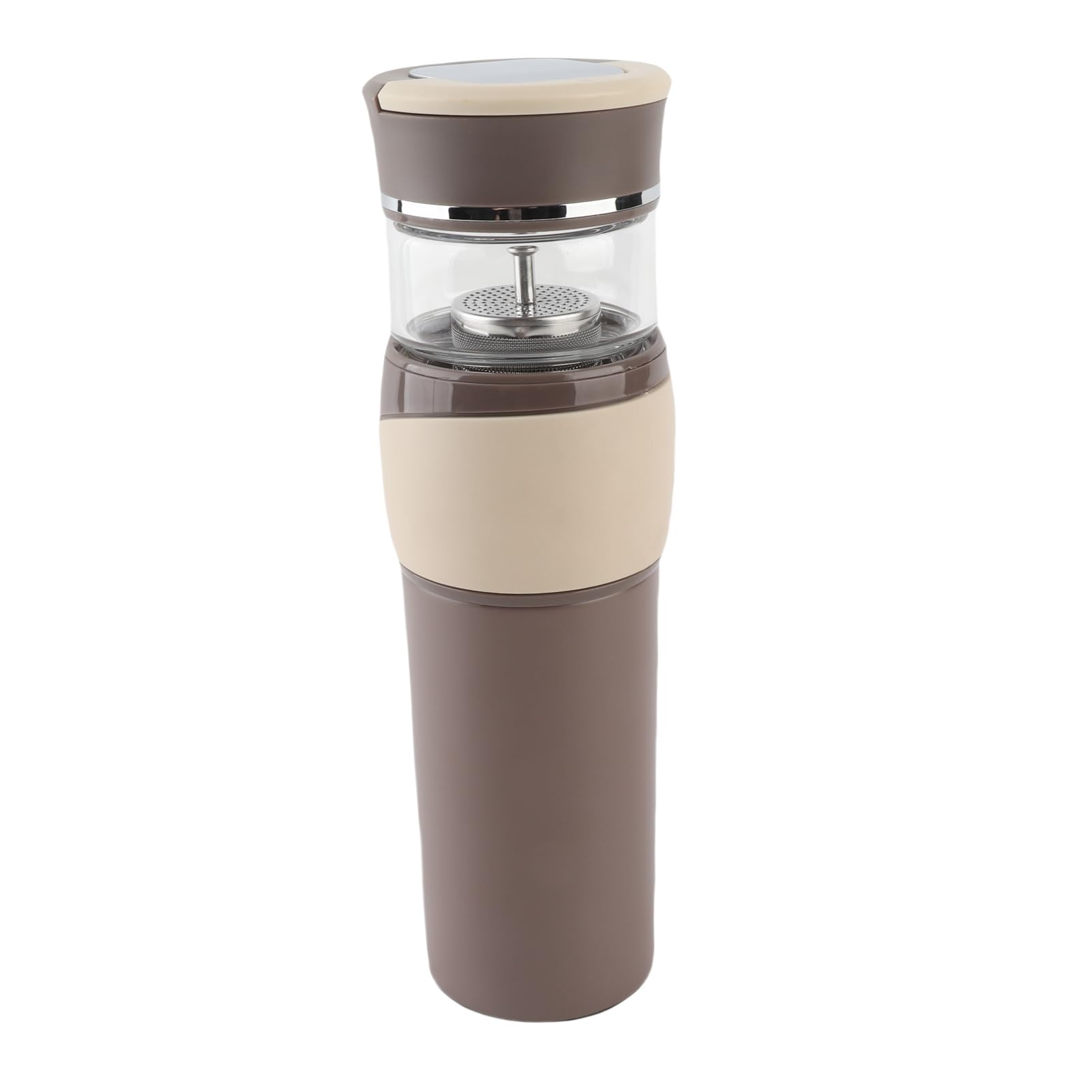 SIXRUN Botella de té con Infusor Vaso de té de Acero Inoxidable Taza de Viaje Aislada de Doble Capa para Oficina, Hogar y Uso Diario Mantiene el, el café o el Jugo Caliente o Frío (BROWN)